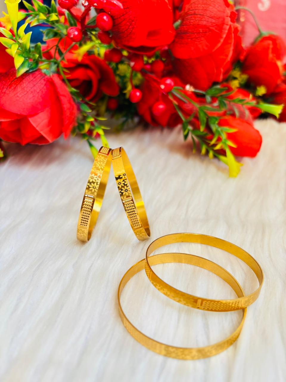 Warm Shine-Gold Plated Bangles set