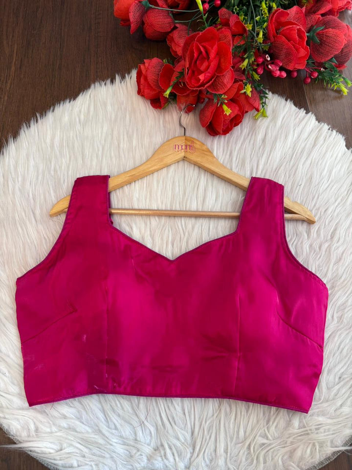 The Vibrant Pink Satin Designer Blouse
