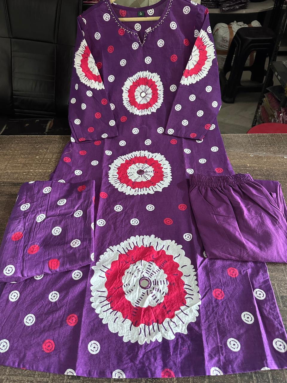 Fuschia Shine Cotton Kurti Set