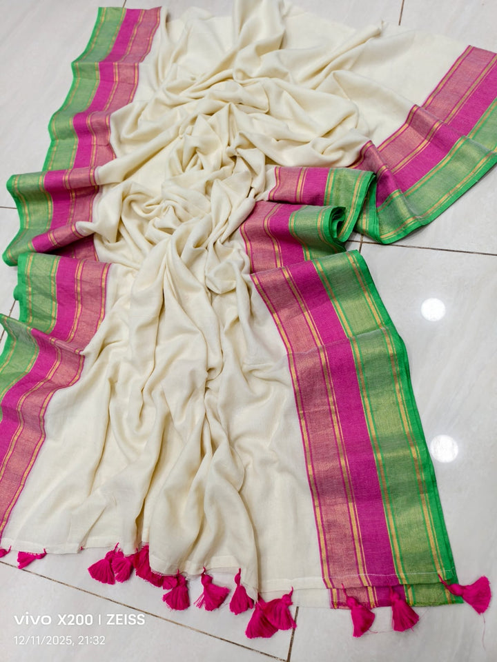 Shubhra Chitra Mul Cotton Saree