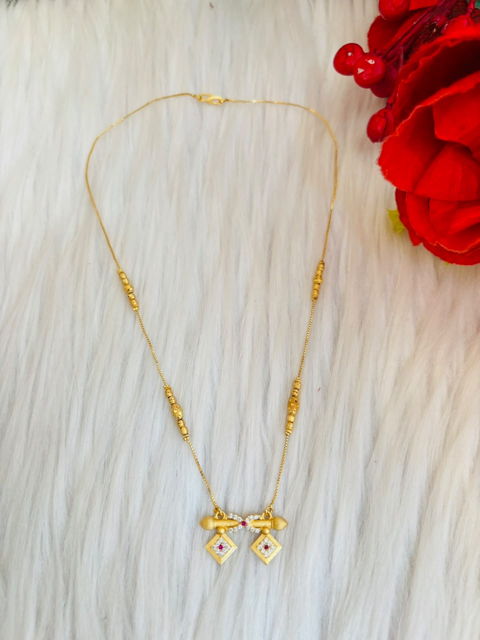 The Ruby Twin Mangalsutra(Gold Plated)Combo-2
