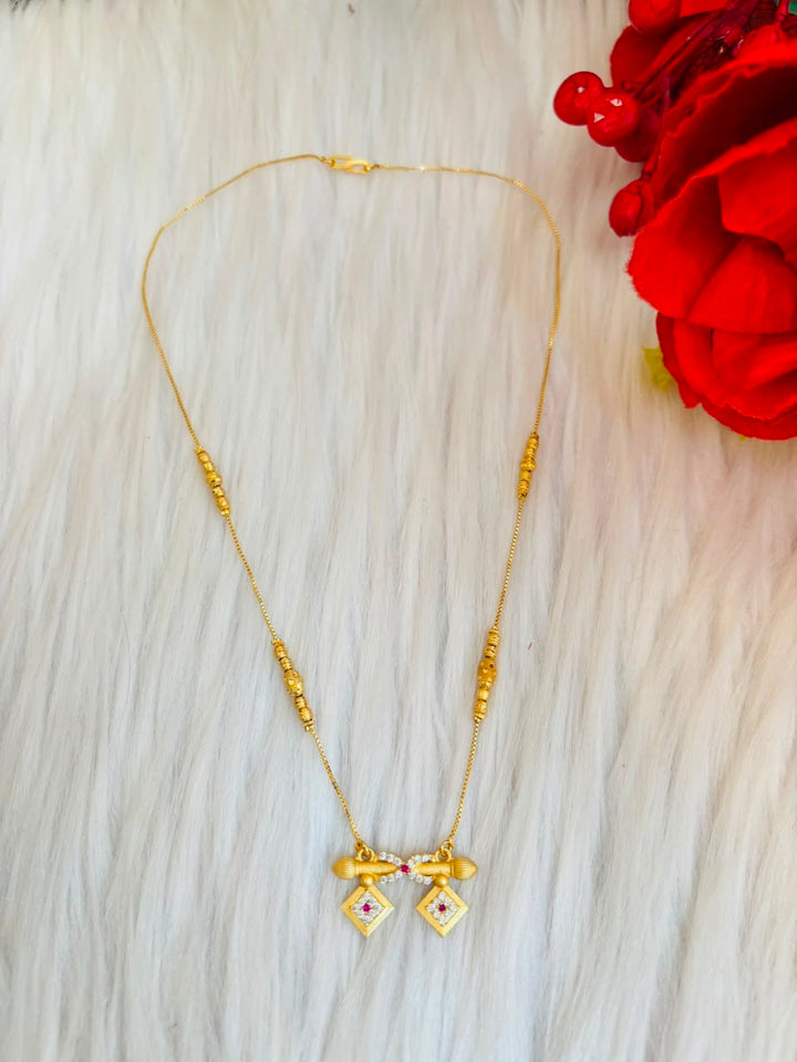 The Ruby Twin Mangalsutra(Gold Plated)Combo-2