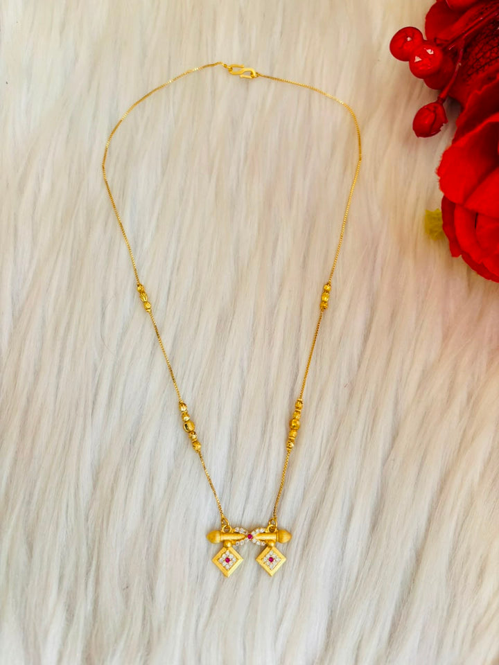 The Ruby Twin Mangalsutra(Gold Plated)Combo-3