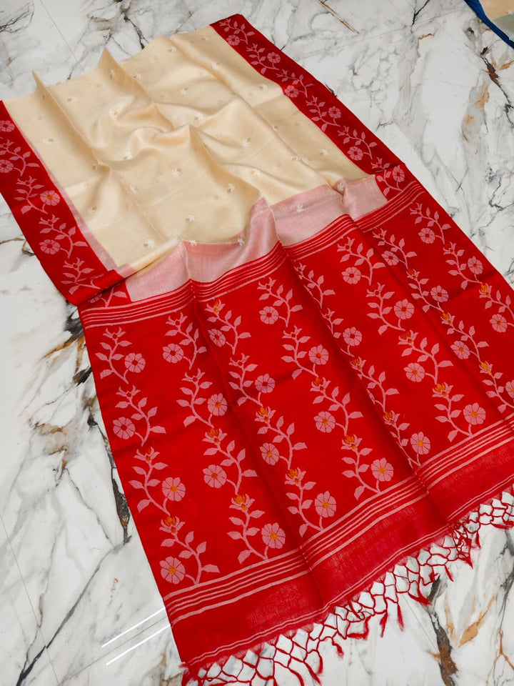 Purabi Prabha Gachi Tussar Banarashi  Saree