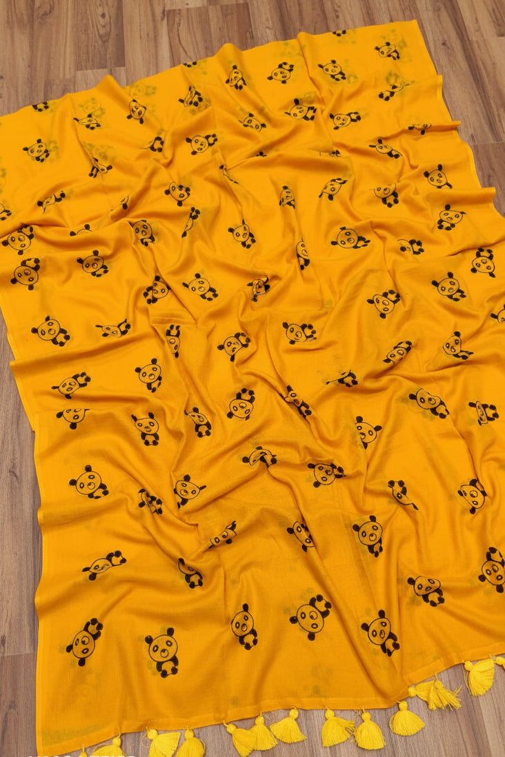 Little Panda Tale Mul Cotton Saree