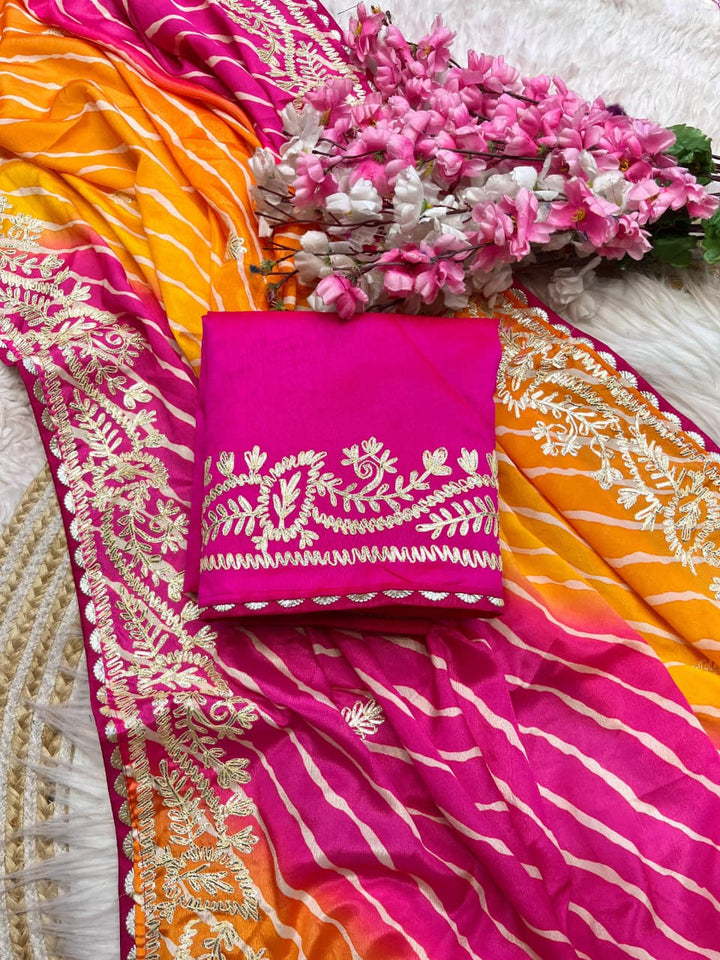 Gulabi Amber Chinnon Silk Saree