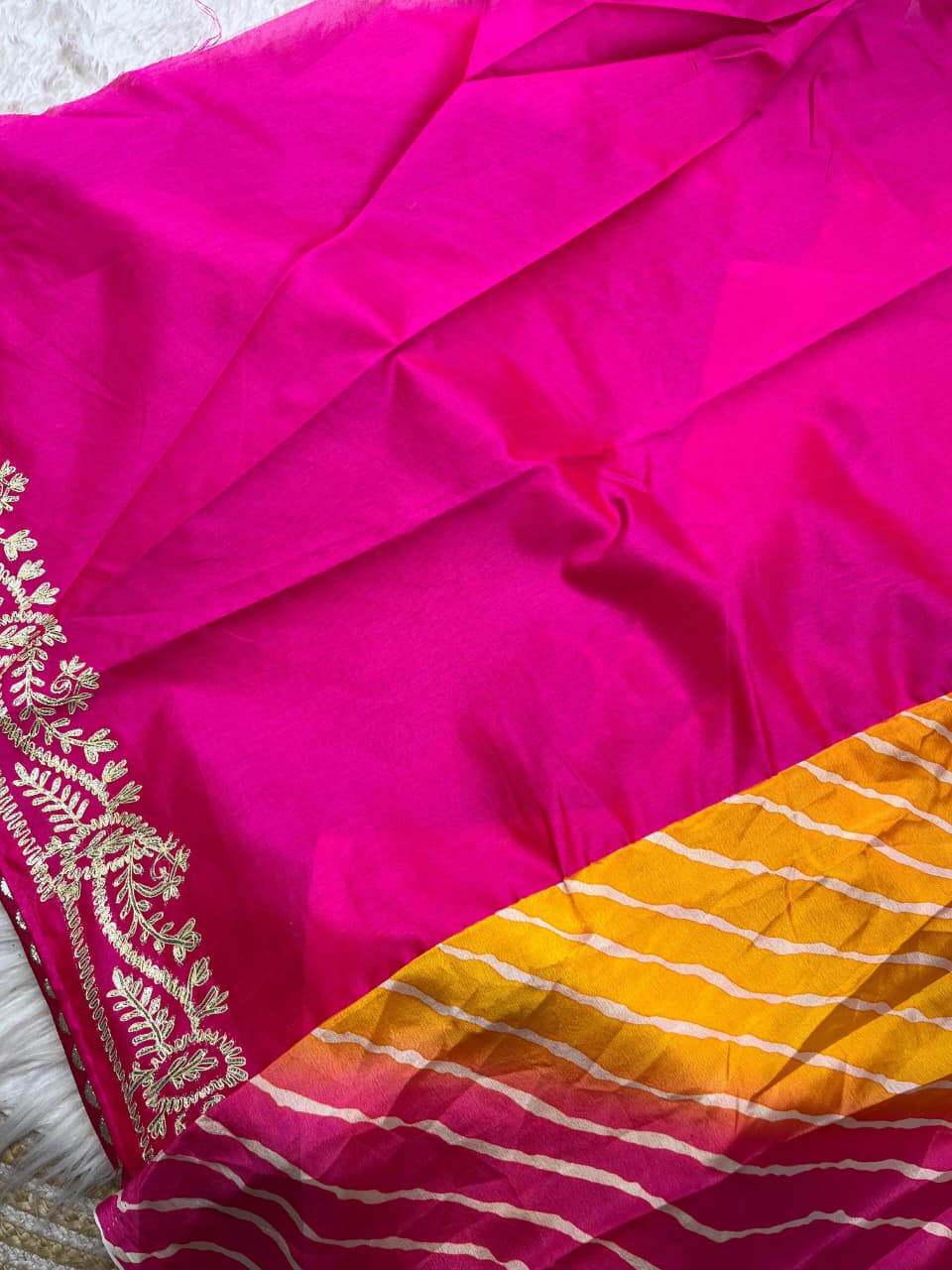Gulabi Amber Chinnon Silk Saree