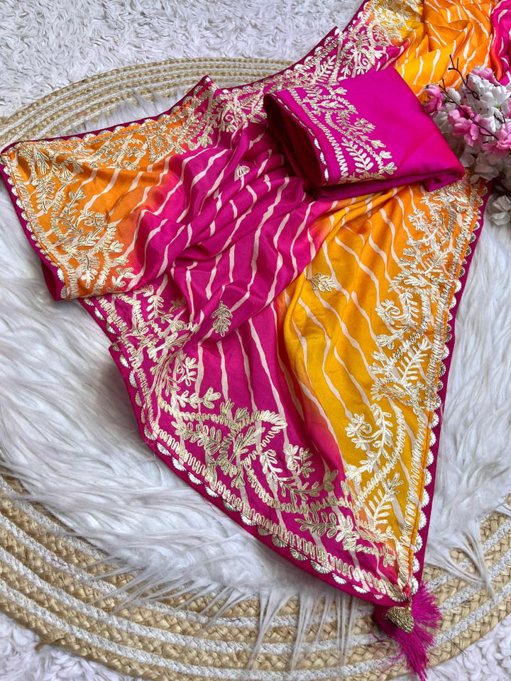Gulabi Amber Chinnon Silk Saree