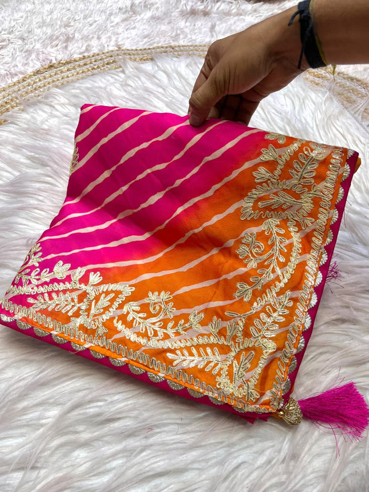 Gulabi Amber Chinnon Silk Saree