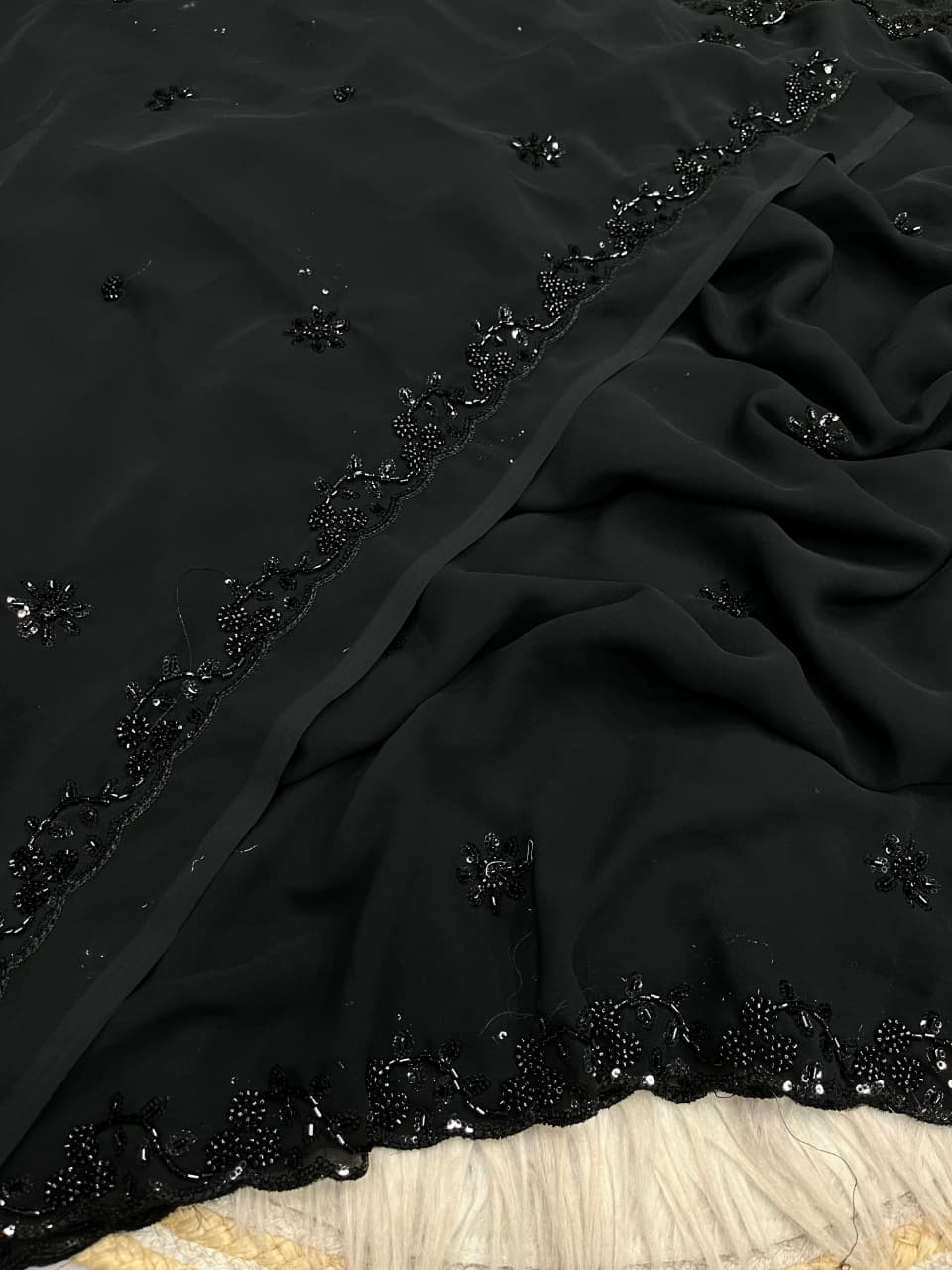 Black Dynasty Georgette Silk Saree