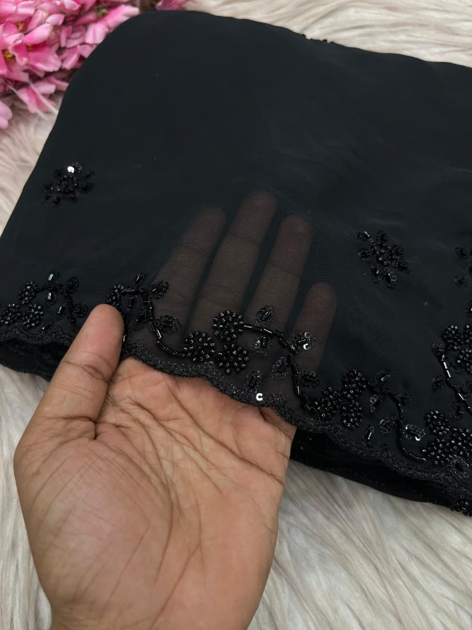 Black Dynasty Georgette Silk Saree