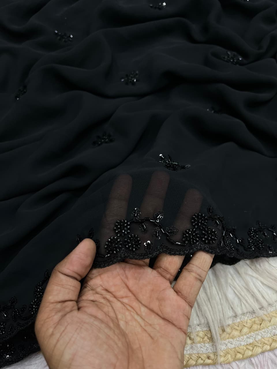 Black Dynasty Georgette Silk Saree