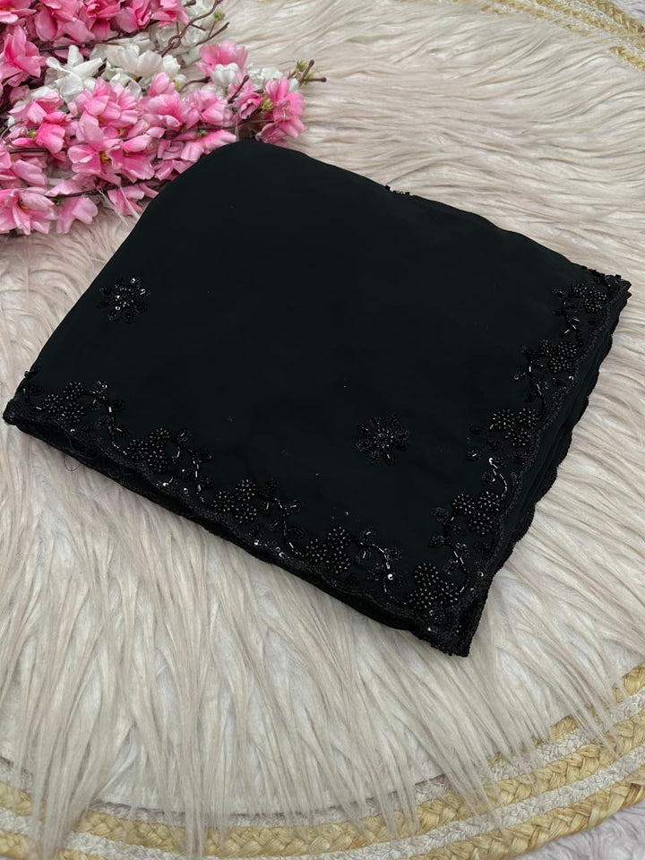 Black Dynasty Georgette Silk Saree