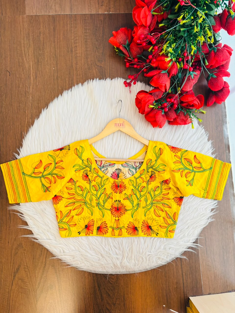 Golden Garden Thread Embroidery Blouse