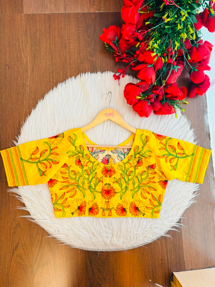 Golden Garden Thread Embroidery Blouse
