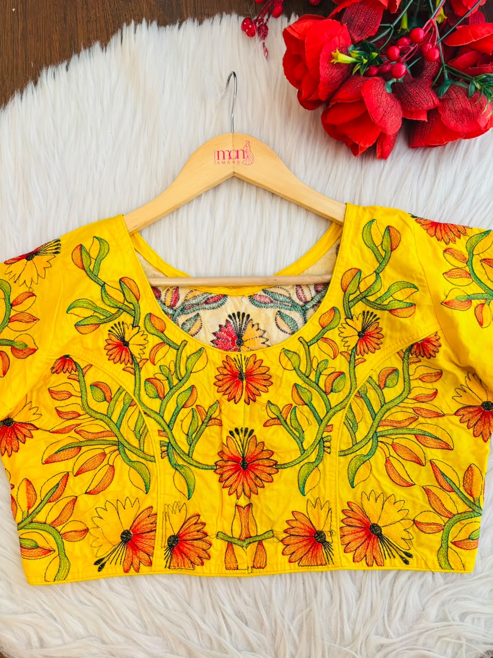 Golden Garden Thread Embroidery Blouse