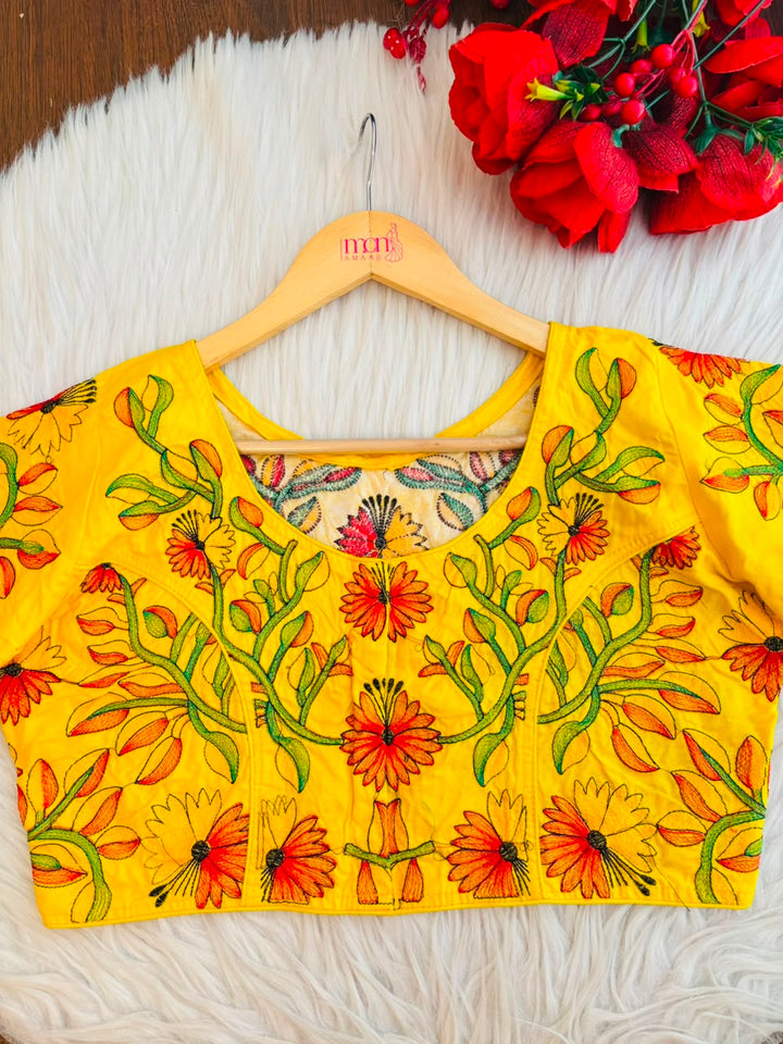 Golden Garden Thread Embroidery Blouse