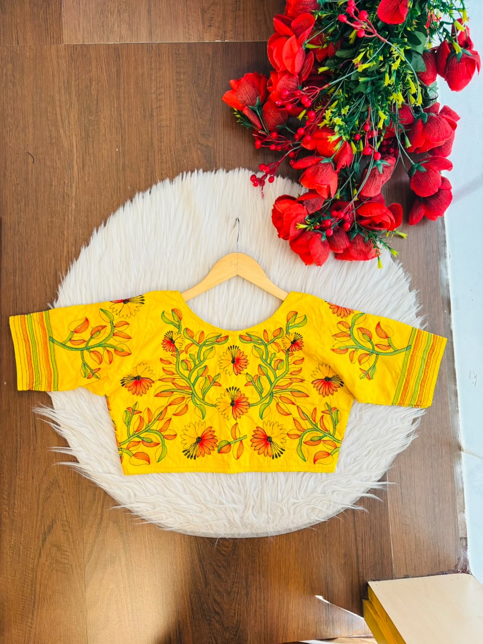 Golden Garden Thread Embroidery Blouse