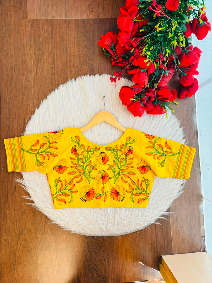 Golden Garden Thread Embroidery Blouse
