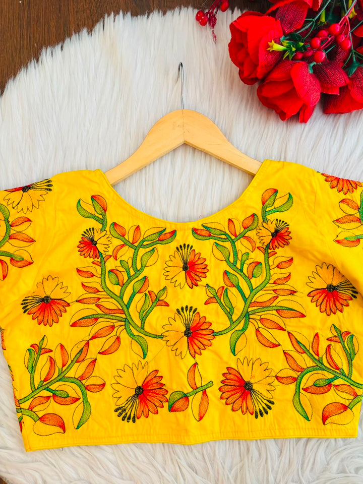 Golden Garden Thread Embroidery Blouse