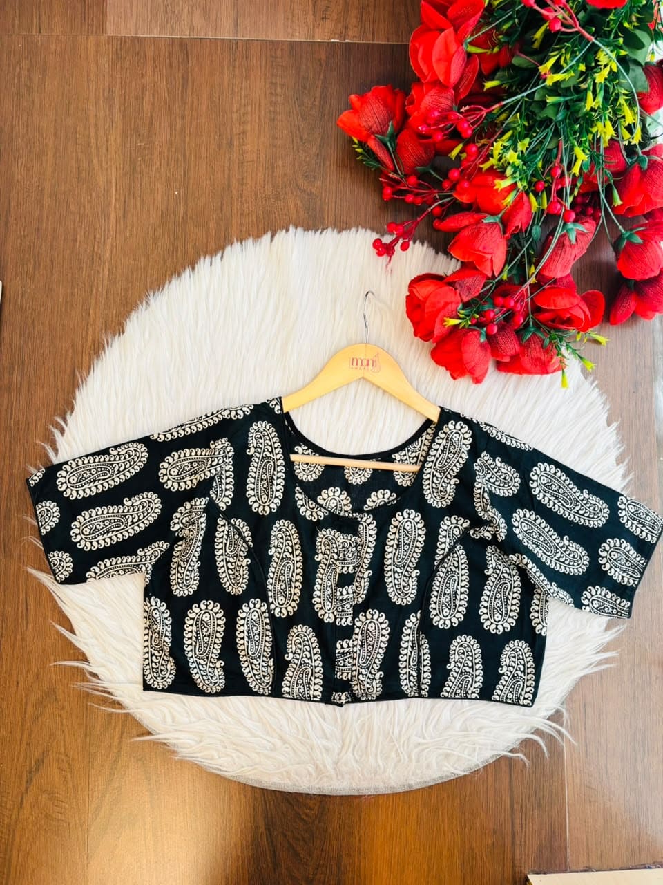 Black Aura Printed Cotton Designer Blouse