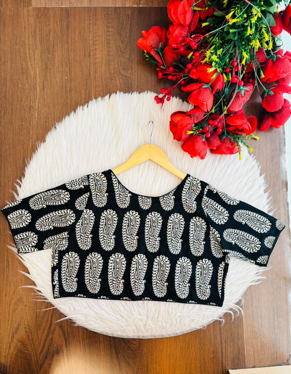 Black Aura Printed Cotton Designer Blouse