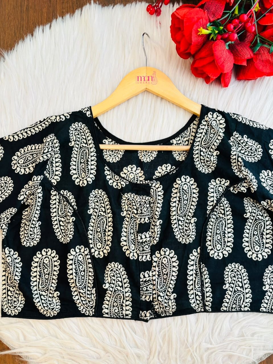 Black Aura Printed Cotton Designer Blouse