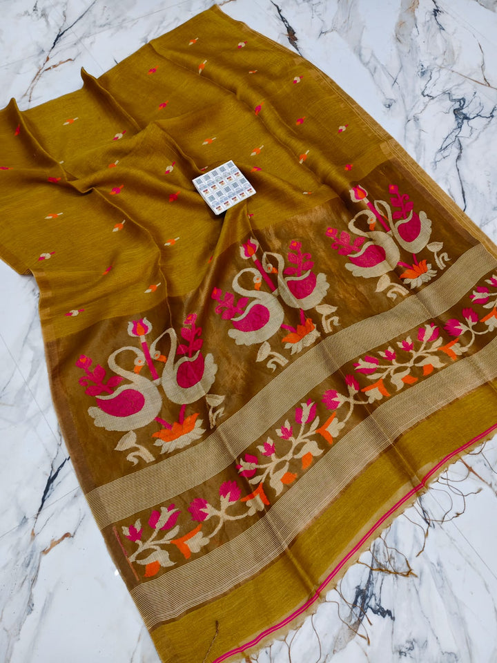 Aponjon Pure Linen Jamdani Saree