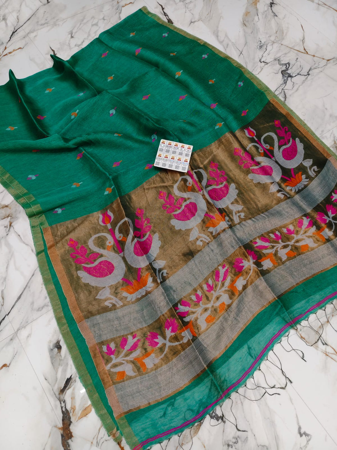 Aponjon Pure Linen Jamdani Saree