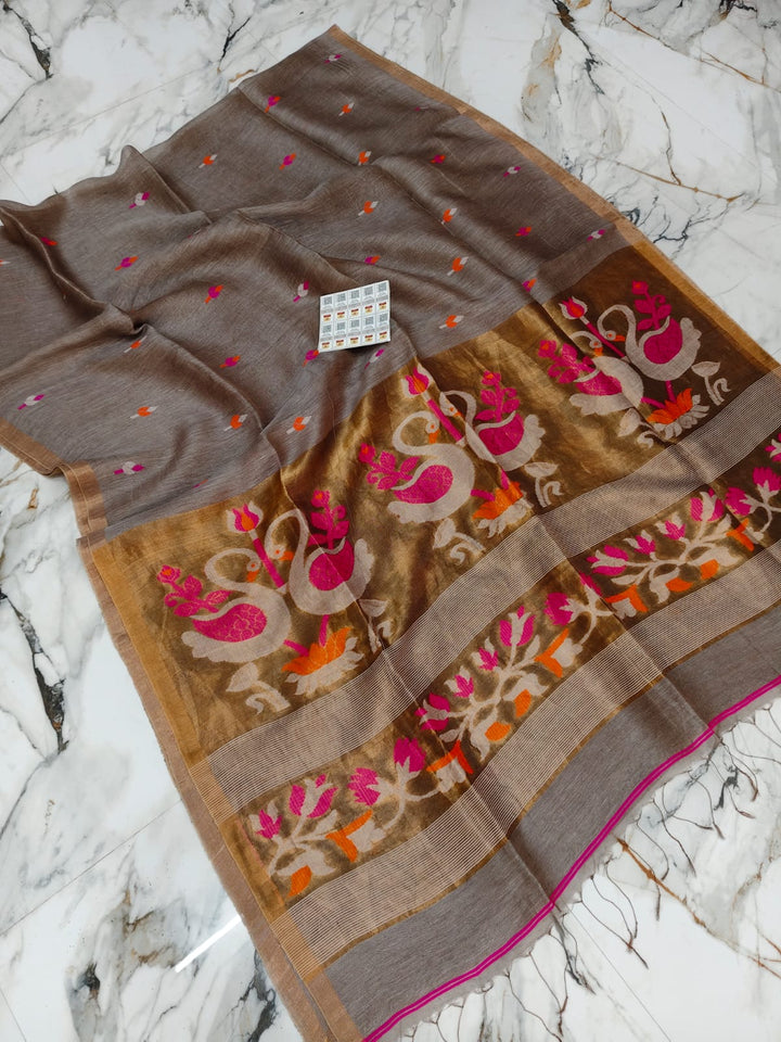 Aponjon Pure Linen Jamdani Saree