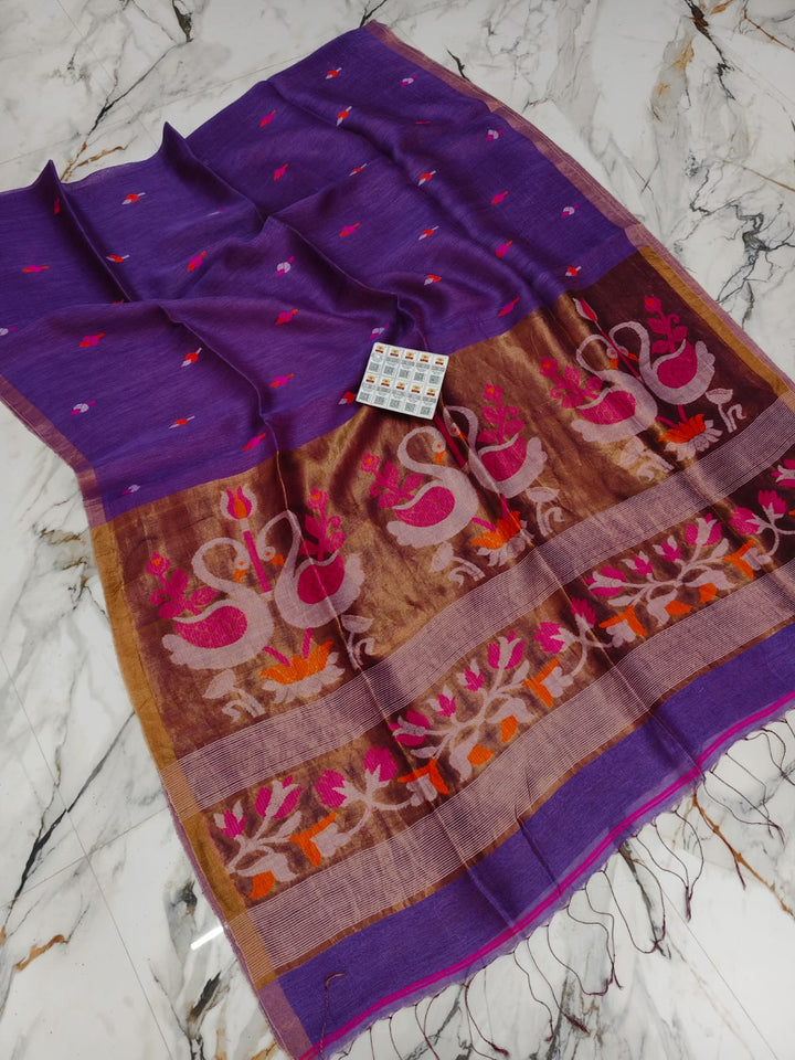 Aponjon Pure Linen Jamdani Saree