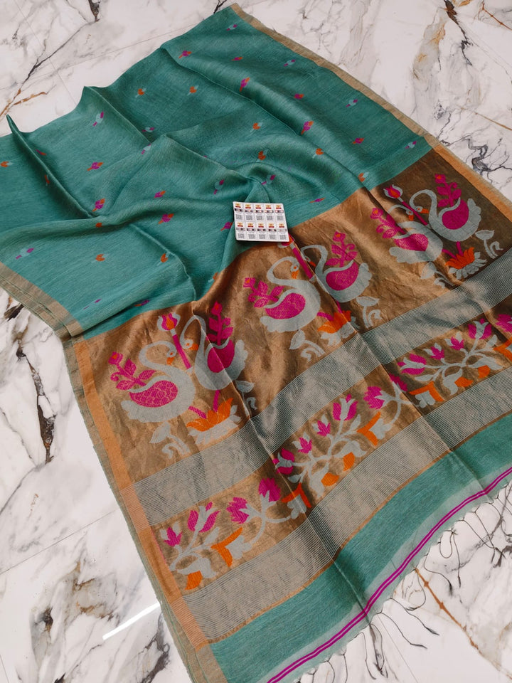 Aponjon Pure Linen Jamdani Saree