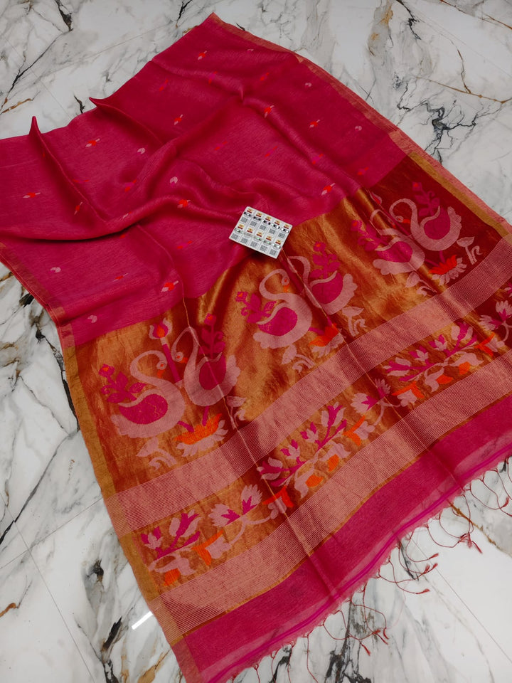 Aponjon Pure Linen Jamdani Saree