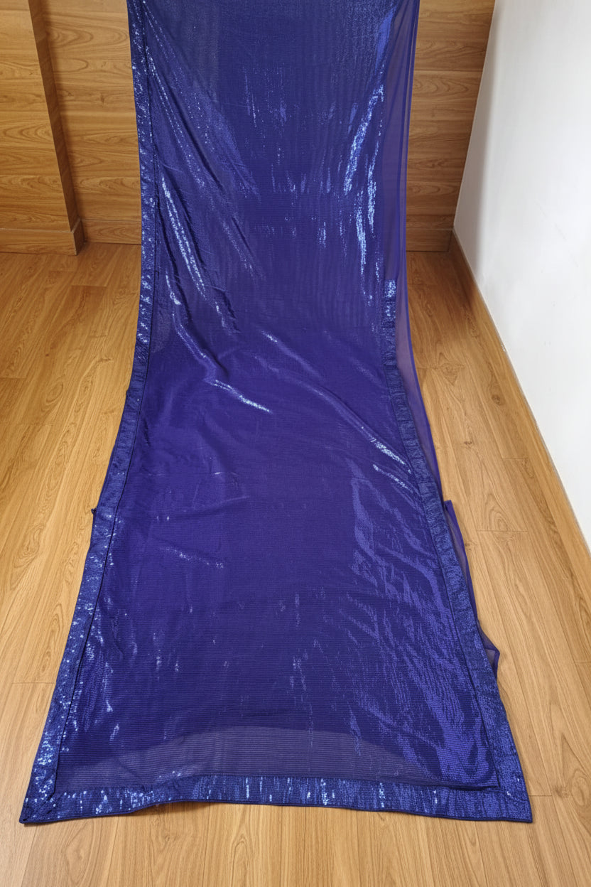 Blue Stardust Georgette Silk Saree