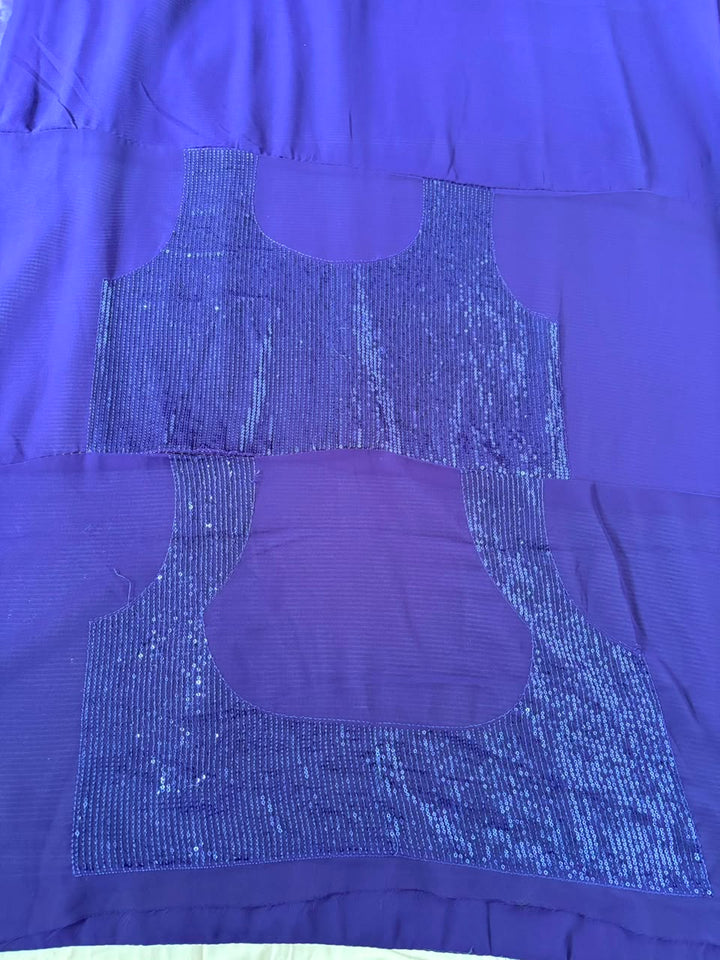 Blue Stardust Georgette Silk Saree