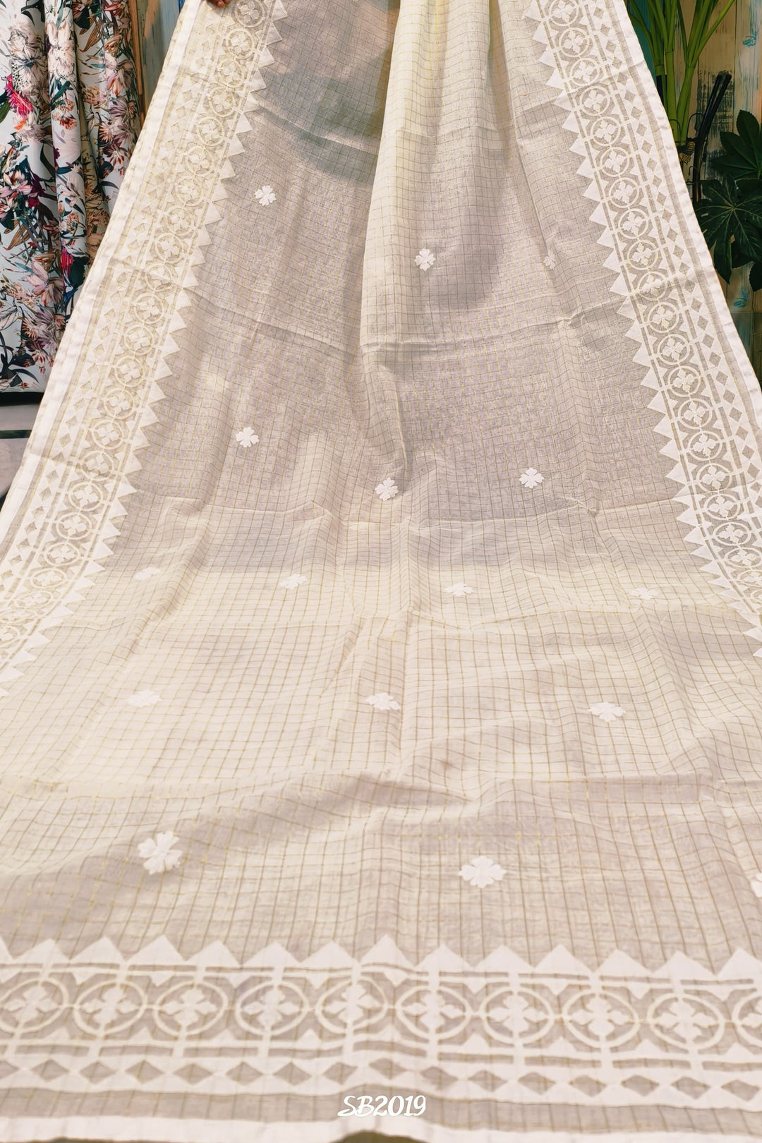 Saptaparni Cotton Kota Applique Saree