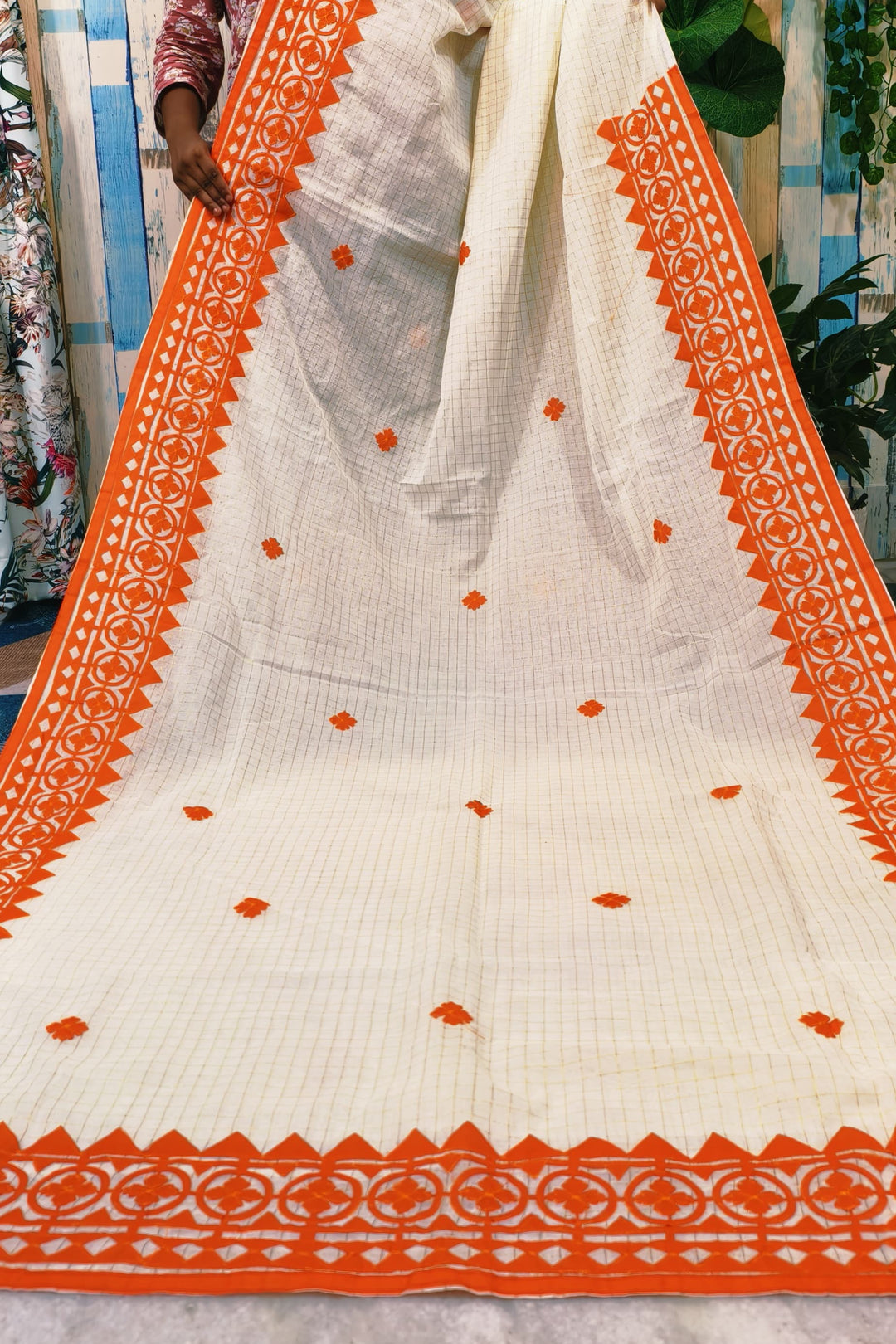 Saptaparni Cotton Kota Applique Saree