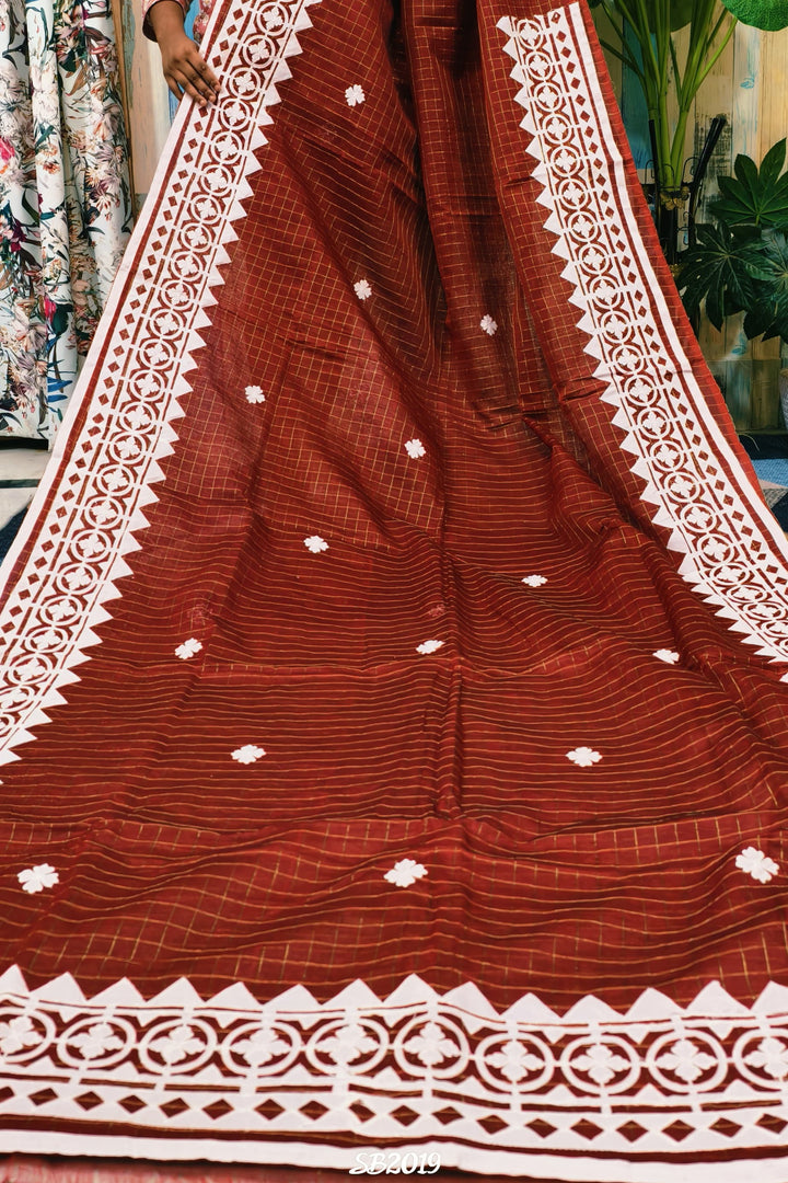 Saptaparni Cotton Kota Applique Saree