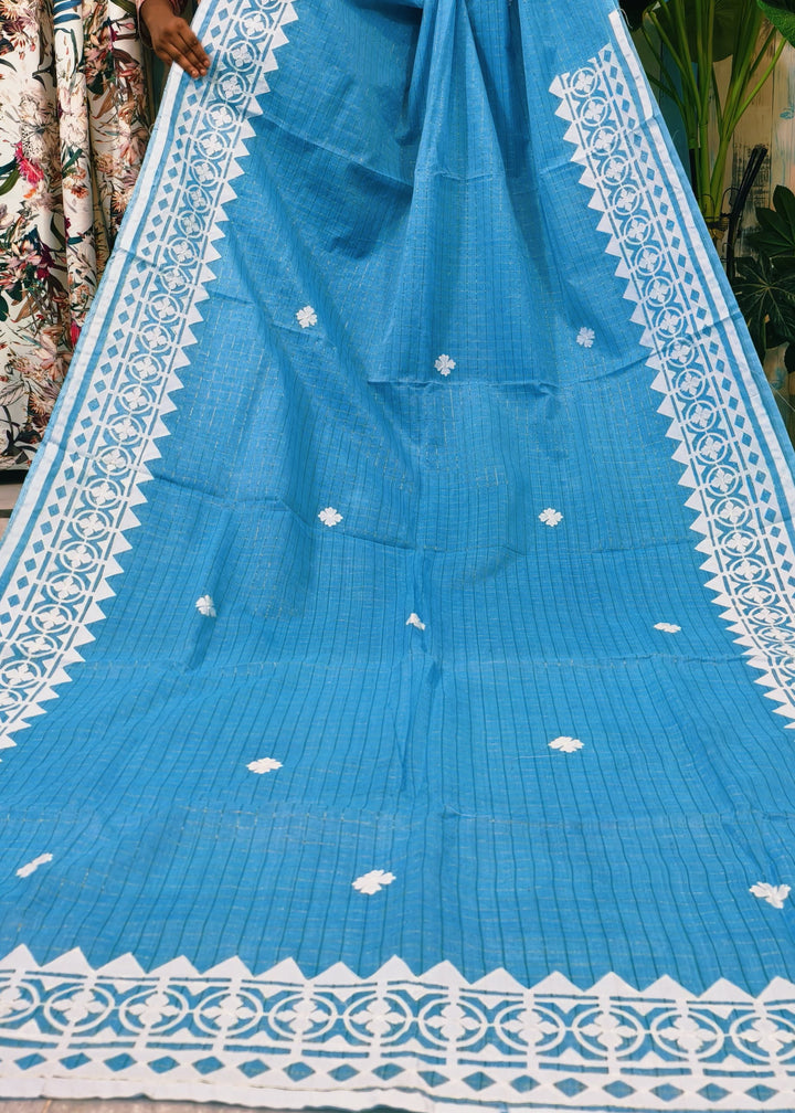 Saptaparni Cotton Kota Applique Saree