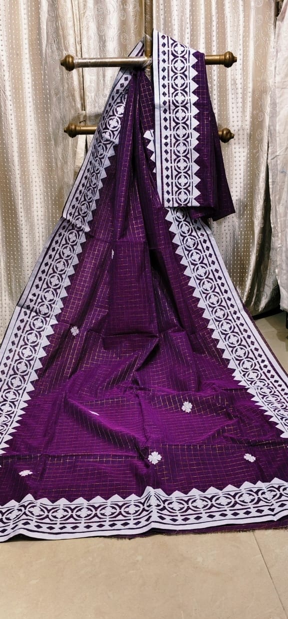 Saptaparni Cotton Kota Applique Saree