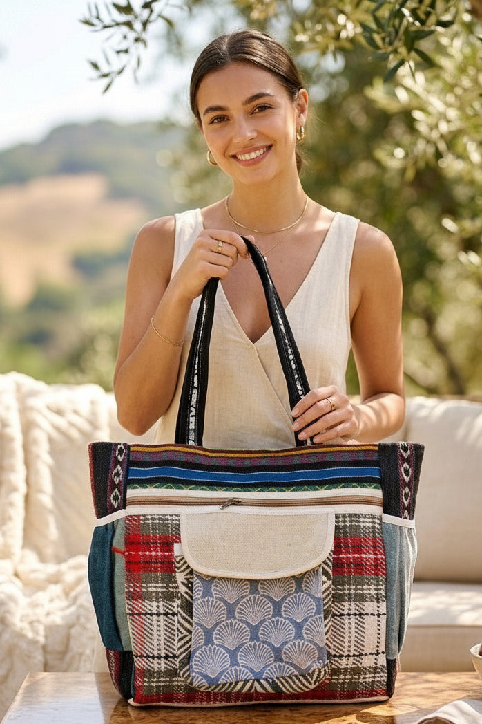 Carry Them Beautifully - Patchwork Oversized Tote Bag
