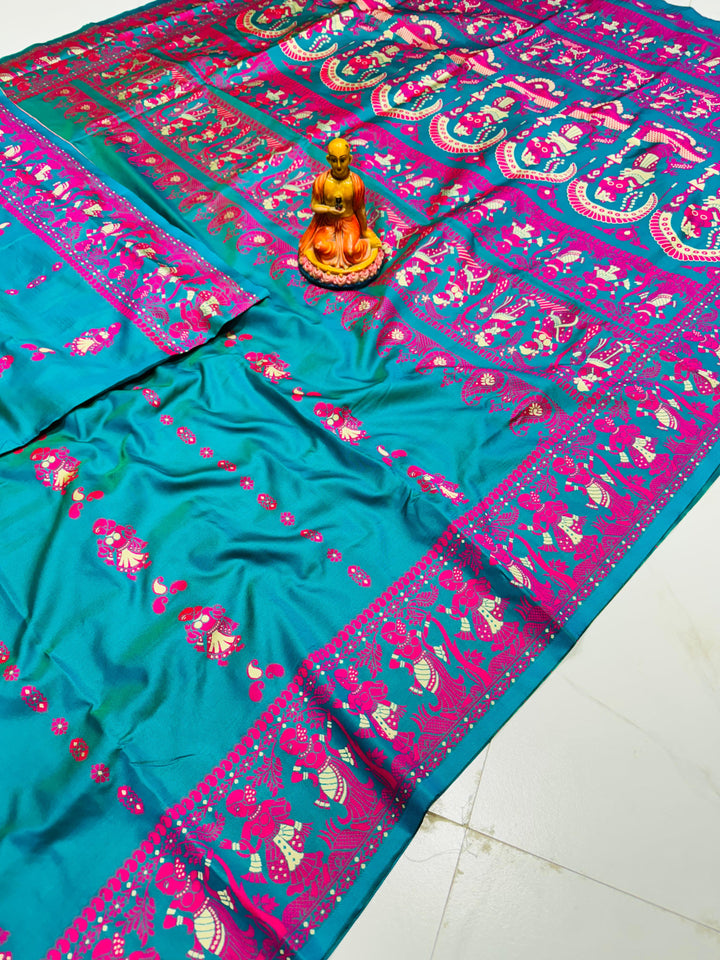 Rajnartaki Motif Baluchori Semi Silk Saree