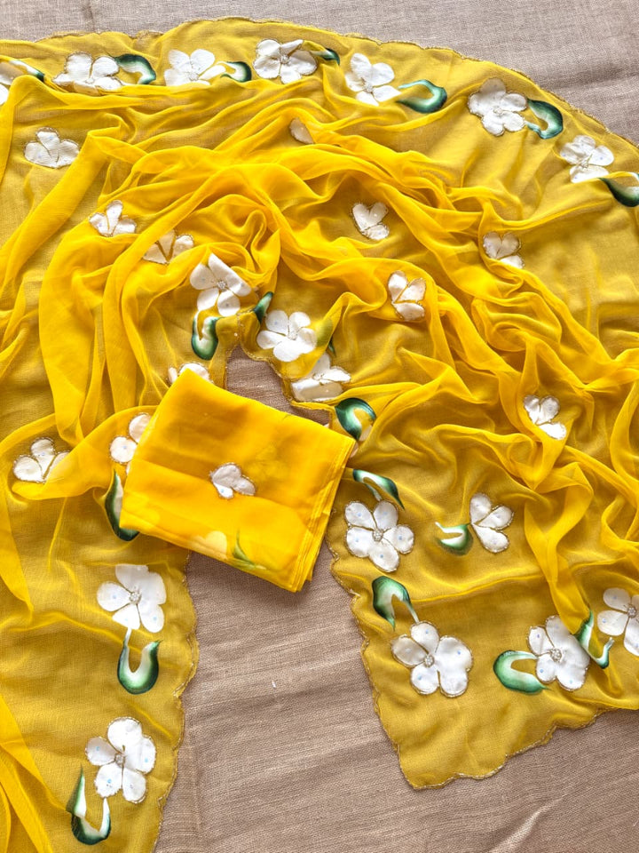 Ray of Sunshine Fancy Chiffon Silk Saree