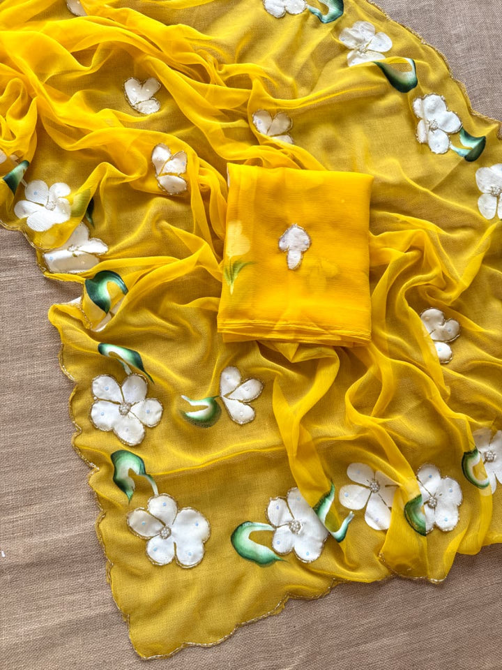 Ray of Sunshine Fancy Chiffon Silk Saree
