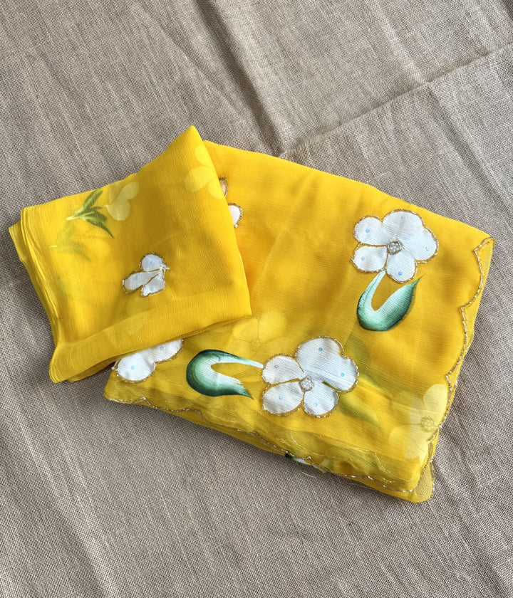 Ray of Sunshine Fancy Chiffon Silk Saree