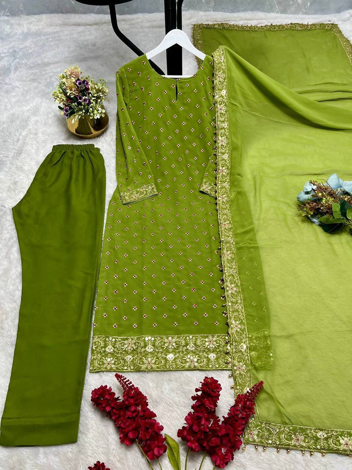 Lucky Charm Georgette Silk Kurti Set