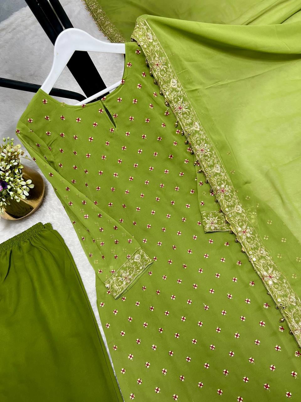Lucky Charm Georgette Silk Kurti Set