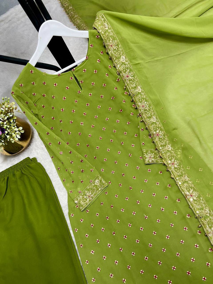 Lucky Charm Georgette Silk Kurti Set