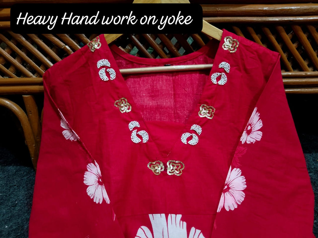 Splash Of Petal Cotton Kurti Set