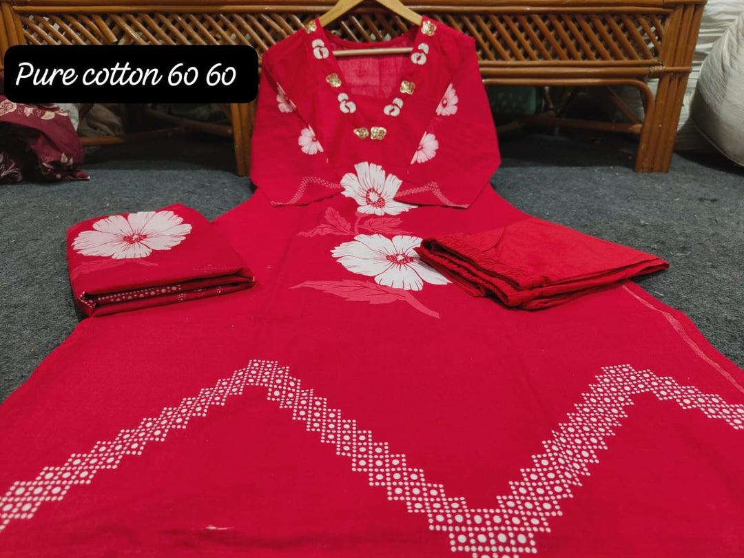 Splash Of Petal Cotton Kurti Set